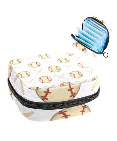 Anna Cowper Baseball Pattern Sanitary Napkin Storage Bag Feminine Menstrual Cup Pouches Nursing Pad Holder Tampon Bags Portable Period Bag for Women Teen Girls 1Pcs Multi-colored 13