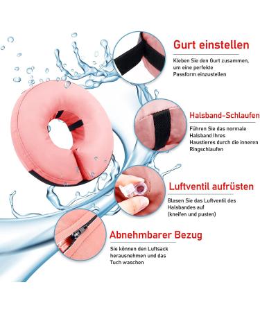 Supet Rewrise Dog Inflatable Collar - Soft Leak Protection for Post-Op Dogs - Pink Medium (28-35.5cm) - Buy Online on GoSupps.com