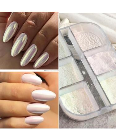 Buy Gzsyy White Pearl Chroma Nail Powder - 6 Color Glitter & Holographic Chrome Pigment for Stunning Nail Art | International Shipping - Buy Online on GoSupps.com
