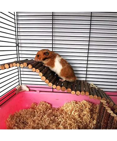 Natural Wooden Hamster Climbing Bridge - Eco-Friendly Pet Ladder with Wing Screws & Washers | Perfect Chew Toy for Small Pets - Buy Online on GoSupps.com