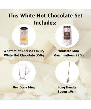 Whittard of Chelsea Luxury White Hot Chocolate Gift Set Bundle with Luxury White Hot Chocolate Mini Marshmallows & Glass Mug with Rose Gold Spoon Hot Chocolate Gifts for Her/Him - Buy Online on GoSupps.com