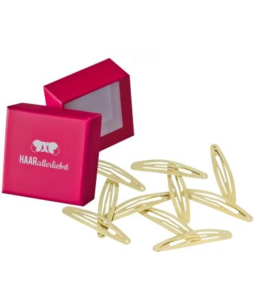 Hair -like hair clips oval large (10 pieces | gold shimmering | approx. 6cm) including box for storage (box color: pink)