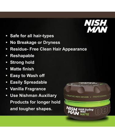 Nish Man Hair Styling Gel Matte Finish 150ml - Strong Hold Hair Wax for Men | Edge Control with Hair Clay Aqua Wax | Wax Stick for Men's Hair - (08 Matte) - Buy Online on GoSupps.com