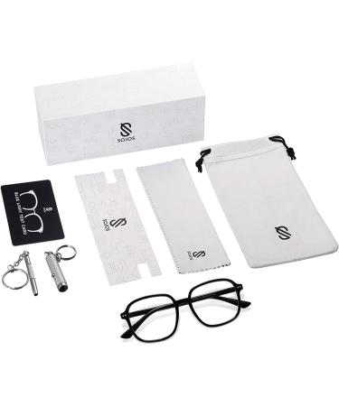 Sojos Oversized Square Blue Light Blocking Glasses for Women - TR90 Frame - SJ5081 C1 Black Frame - Buy Online on GoSupps.com