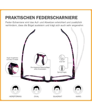 DOOViC Blue Light Filter Reading Glasses - Prescription Square Frame Large Lenses 024 in Purple Tortoiseshell 2.5x - Buy Online on GoSupps.com