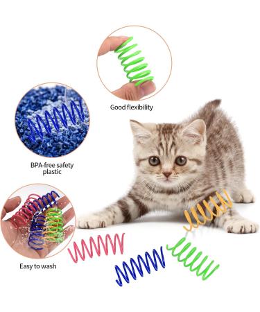 24 Pcs Colorful Spring Cat Toys Cat Spring Toys Cat Colorful Springs Toys Kittens Cat Interactive Toys Plastic Reusable Interactive Cat Toys for Swatting Biting Hunting Kitten Cat Toys 4 Color - Buy Online on GoSupps.com