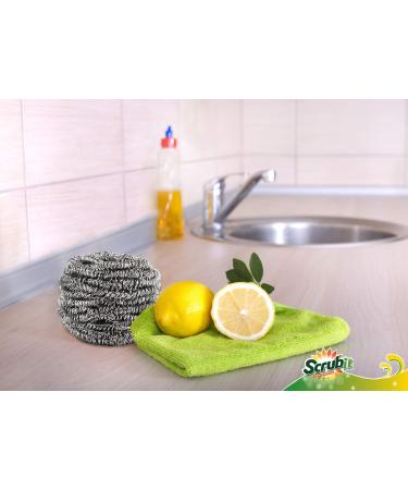 12 Pack Stainless Steel Scourers by Scrub It - Ideal for Dishes, Pots, Pans, and Ovens | Tough Kitchen Cleaning Scrubber Pad - Buy Online on GoSupps.com