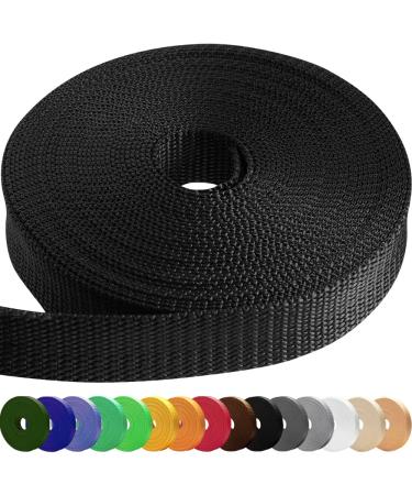 TECEUM 1" & 2" Webbing  10 25 50 Yards 15+ Colors  Heavy Duty 1 Inch 2 Inch Webbing for Climbing Outdoors Indoors Crafting DIY Black 1"- 10 yards