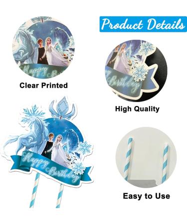 Ice Queen Cake Topper Set - 46 Pieces Elsa Princess Decorating Kit for Birthday Parties | Muffin & Cake Decorations for Girls - Buy Online on GoSupps.com