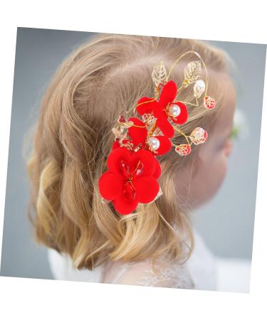 FRCOLOR red flower hair clip bridal hair clip womens barrettes for hair girl hair clips bridal wedding hair accessories hair decration for wedding Flower Side Hair Clips Bridal Hairpin - Buy Online on GoSupps.com