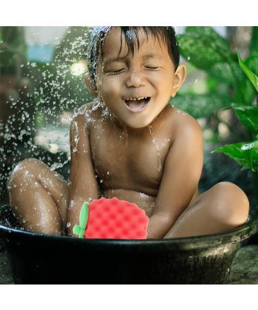 ARTIBETTER Kids Exfoliating Shower Bath Sponge - Strawberry Shaped Body Scrubber - Red - 17X14X4.5CM - Buy Online on GoSupps.com