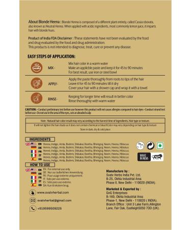 AATMANA Herbal Blonde Henna Hair Color - 9 Herb Infused Natural Hair Dye 100g - Buy Online on GoSupps.com