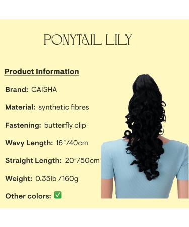 CAISHA 16" Hairpiece Ponytail Extension Butterfly Clip Voluminous Wavy Black H63 black #1 H63 - Buy Online on GoSupps.com
