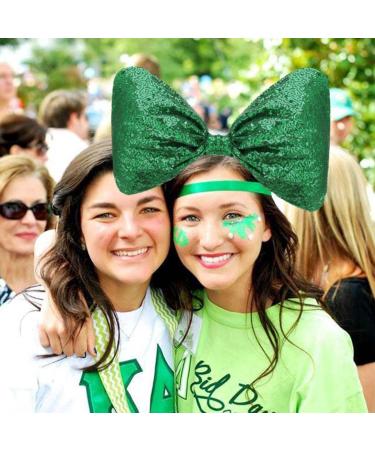 St. Patrick's Day Giant Green Sequin Bow Headband for Women and Girls - Buy Online on GoSupps.com