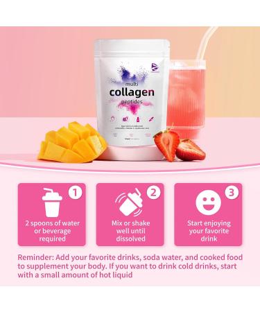 Multi Collagen Protein Powder Non GMO Hydrolyzed Collagen Powder 1lb - Type I II III V X with with Biotin Hyaluronic Acid Vitamin C Easy Dissolve for Women & Men (1 lb) - Buy Online on GoSupps.com
