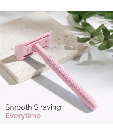 Jungle Culture Safety Razor for Women & Men in Pink Reusable Metal Razor No Blades Included - Fits All Double Edge Blades Eco Friendly Razor & Shaving Guide One Blade Razor for Body & Face - Buy Online on GoSupps.com