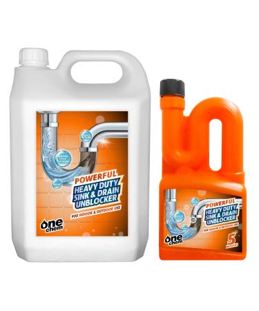 One Chem - Heavy Duty Sink and Drain Unblocker Gel - 5L Plus 750ml - Powerful Formula- Drain Opener - Pipe Cleaner - Sink Unblocker