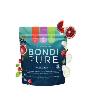 Bondi Pure - Daily Health & Detox Drink - Promote Gut Health & Energy Support During a Cleanse or Intermittent Fasting - Plant-Based Fibers Alkalizing Super Greens - Variety Stick Pack (30 Servings) Variety 30 Servings (Pa