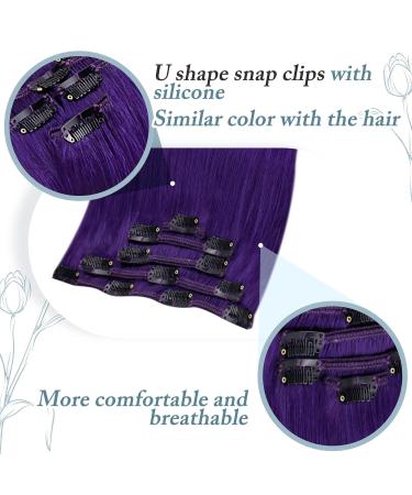 Runature 50cm Purple Clip In Real Hair Extensions - 20 Inch Smooth 70g Violet Hair Clips (5pcs) - Buy Online on GoSupps.com