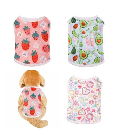 3 pieces of dog shirts breathable puppy dogs shirts fruit patterns small dog shirt soft cat tank vest t-shirt summer dog clothing pet clothing for little dog cat (pink m) m pink