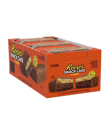 REESE'S Peanut Butter Creme Covered in Real Milk Chocolate Snack Cakes, Bulk, Individually Wrapped, 2.75 oz Packs (2 Pieces, 12 Count)