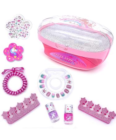 Unicorn Kids Nail Polish Set with Dryer - Scented Manicure Kit for Girls | Non-Toxic Glitter Polishes & Press-On Nails Stickers | Safe Peel-Off Formula for Little Girls & Tweens - Buy Online on GoSupps.com