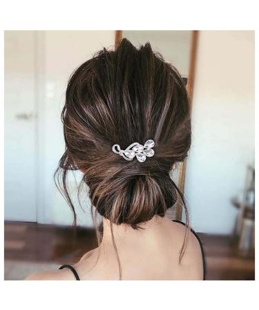 Inilbran Vintage Rhinestone Hair Clip Silver Crystal Wedding Hair Barrettes Sparkly Cz Hair Pins Hairclip Decorative Bobby Pins Crystal Wedding Headpieces Bridal Hair Accessories for Women Headdress