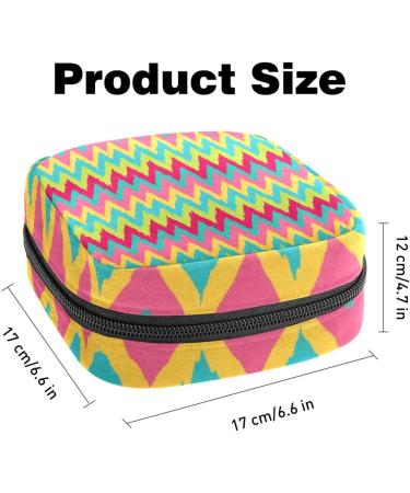 Stylish Menstruation Pad Bag with Zipper | Women's Tampon & Napkin Storage Bags in Yellow Pink Blue Green & Zigzag Pattern - Buy Online on GoSupps.com