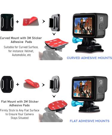 MiPremium Adhesive Mount Kit for GoPro Hero 11-4 Cameras | 10 Pack Sticky Pads for Helmet Mounting | Flat & Curved Attachments for Action Camera - Buy Online on GoSupps.com