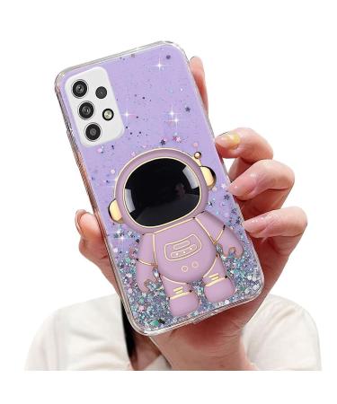 Tivenfezk Nadoli for Samsung Galaxy A32 4G astronaut Hidden Stand Shell caricature glitter stand soft silicone bling transparent protective cover samsung galaxy a32 4g purple