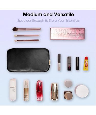 Wandering Nature Small Makeup Bag | Eco Vegan Leather in Black | Slip-in Pockets | Ideal for Handbag, Purse, and Travel | Women's Cosmetic Pouch (Patent Pending) - Buy Online on GoSupps.com