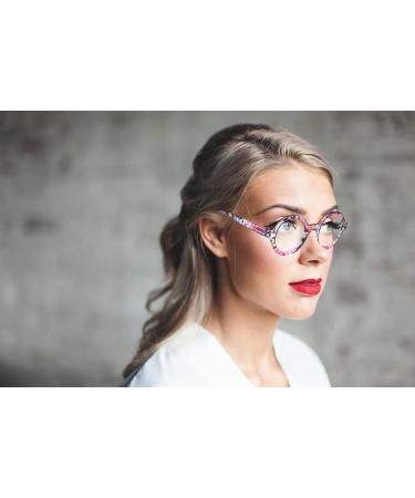 Bevi Stylish Blue Light Reading Glasses Set of 4 for Women - Round Readers with Spring Hinges - Flower Design 2.75x Magnification - Great Value - Buy Online on GoSupps.com