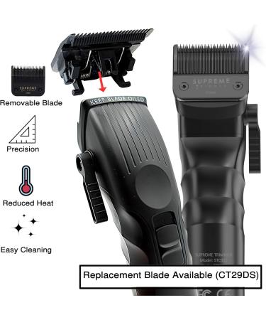 Supreme Trimmer 2Speed Hair Clipper | Cordless Professional Barber | 3.5 Hour Battery Removable Blades Easy Color Coded Combs - STC922 Black - Buy Online on GoSupps.com