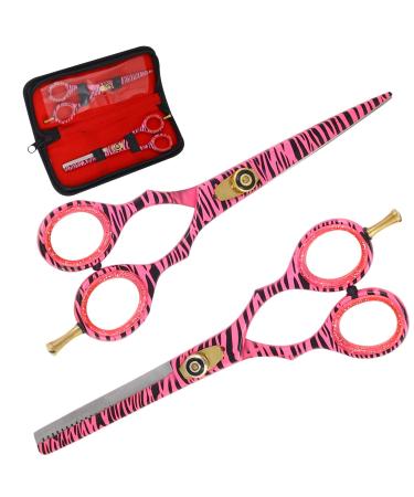 Pink Zebra Professional Barber Scissors Shears Thinning Hairdressing Salon Set