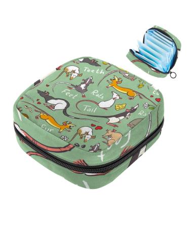 Women's binding-up bags Rat pattern women's tampon bag tampon storage bags zip pockets menstrual tied bags multi18