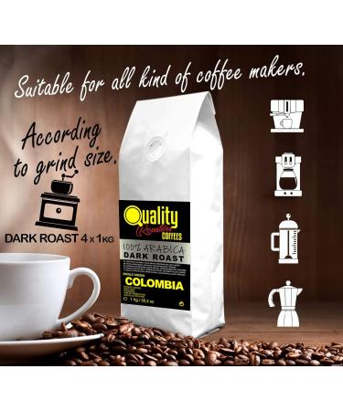 Quality Roasters Coffees. Natural Coffee Beans. Dark Roast. 100% Arabica. Single Origin Colombia. Hand Roasted. Dark Roast. (4000.00 Grams) - Buy Online on GoSupps.com