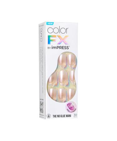 KISS imPRESS No Glue Mani Press-On Nails - Color FX Light White Short Squoval - 30 Nails Prep Pad Instructions & Accessories for Perfect Manicure - Buy Online on GoSupps.com
