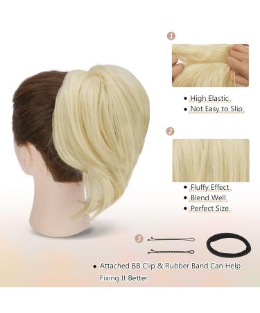 BARSDAR Platinum Blonde Hair Extensions - 20cm Synthetic Short Ponytail Scrunchy for Women | Stylish Hair Accessories - Buy Online on GoSupps.com