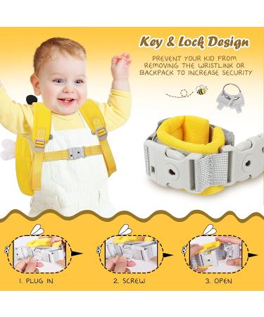 Zooawa 2-in-1 Toddler Harness Backpack with Leash - Cute Bee Design | Anti Lost Wrist Link | Safety Leash for 1-4 Year Old Boys and Girls - Buy Online on GoSupps.com