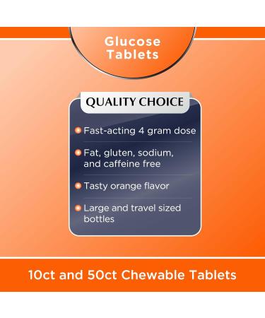 Quality Choice Glucose Tablets Orange Flavor Fast-Acting Carbohydrate Supplement Fat-Free Gluten-Free Sodium-Free Caffeine-Free 50 Chewable Tablets + 10 Chewable Tablets Kit - Buy Online on GoSupps.com