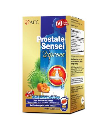 AFC Japan Prostate Sensei Supreme  Clinical Strength Saw Palmetto with 85% Fatty Acids & Active Sterols for Prostate Health Reduce Frequent Urination Better Bladder Emptying 60-Day Supply