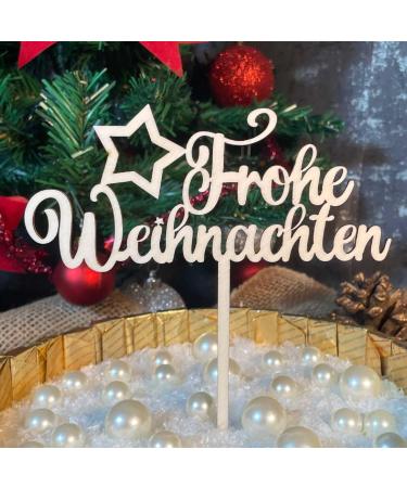 Merry Christmas Star Cake Topper - Wooden Cake Decoration for Christmas Celebrations - Buy Online on GoSupps.com