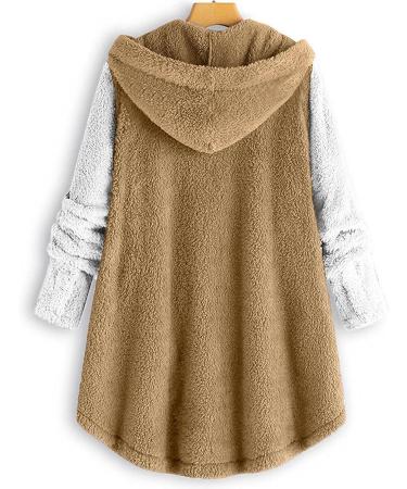 Buy Hanxiulin Oversized Plush Jacket for Women - Warm Hooded Fleece Mantel & Quilted Autumn Winter Coat in XXL Khaki - Buy Online on GoSupps.com