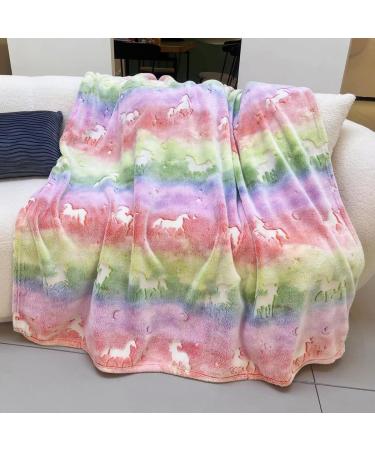 MOYORA Glow In The Dark Dinosaur Throw Blanket - Soft Toy Cozy Flannel Plush - Perfect Birthday Gift for Kids - 50x60 Unicorn - Buy Online on GoSupps.com
