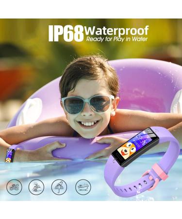 HOOMOON Kids Fitness Tracker Watch - IP68 Waterproof Activity Tracker with Sleep Tracking, 11 Sport Modes, Calorie Counter, Alarm Clock & Reminder - Great Gift for Boys, Girls & Teens - Light Purple - Buy Online on GoSupps.com