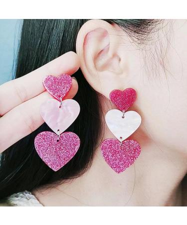 Feyley 3-Connect Heart Earrings | Vintage Acrylic Drop Jewelry for Girls & Ladies - 2023 Trendy Gift - Buy Online on GoSupps.com