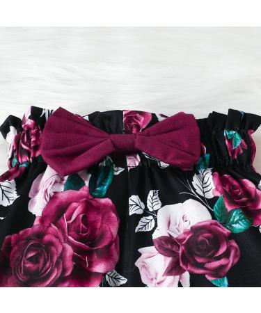 Puseky Toddler Baby Girls Cute Letter Print Shirt & Floral Pant Outfit Set 4-5 Years Wine Red - Buy Online on GoSupps.com