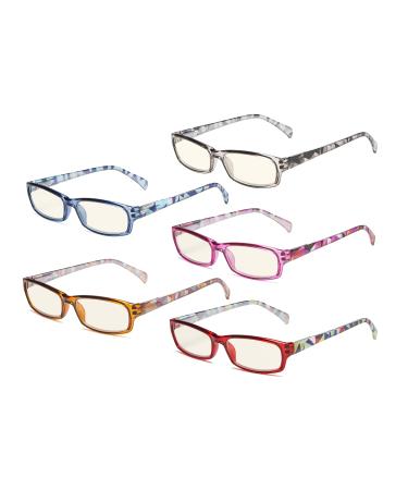 Eyekepper 5 Pack Computer Glasses Digital Eye Strain Prevention Blue Light Filter Reading Glasses +0.50 +0.50 Mix