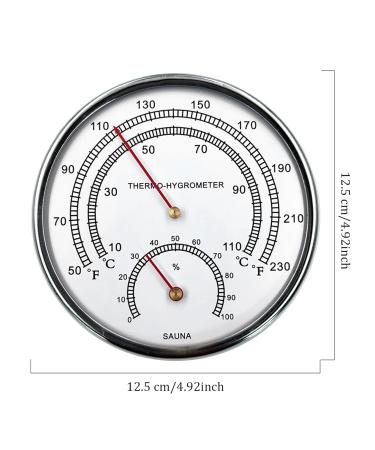 Premium 2-in-1 Sauna Thermometer & Hygrometer - 4.9 Inch Metal Design | Perfect for Room & Sauna Accessories | Accurate Fahrenheit Readings - Buy Online on GoSupps.com