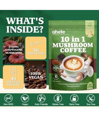 Ahete 10-in-1 Mushroom Coffee with Organic Arabica Lion s Mane Chaga Reishi & Cordyceps 2000mg Mushroom Blend Focus Energy & Immune Support Low Calorie Sugar-Free Keto Friendly 40 Servings - Buy Online on GoSupps.com